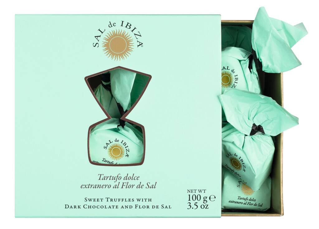 Darilna skatla Tartufi Extraneri, temne cokoladne praline, Sal de Ibiza - 100 g - Kos
