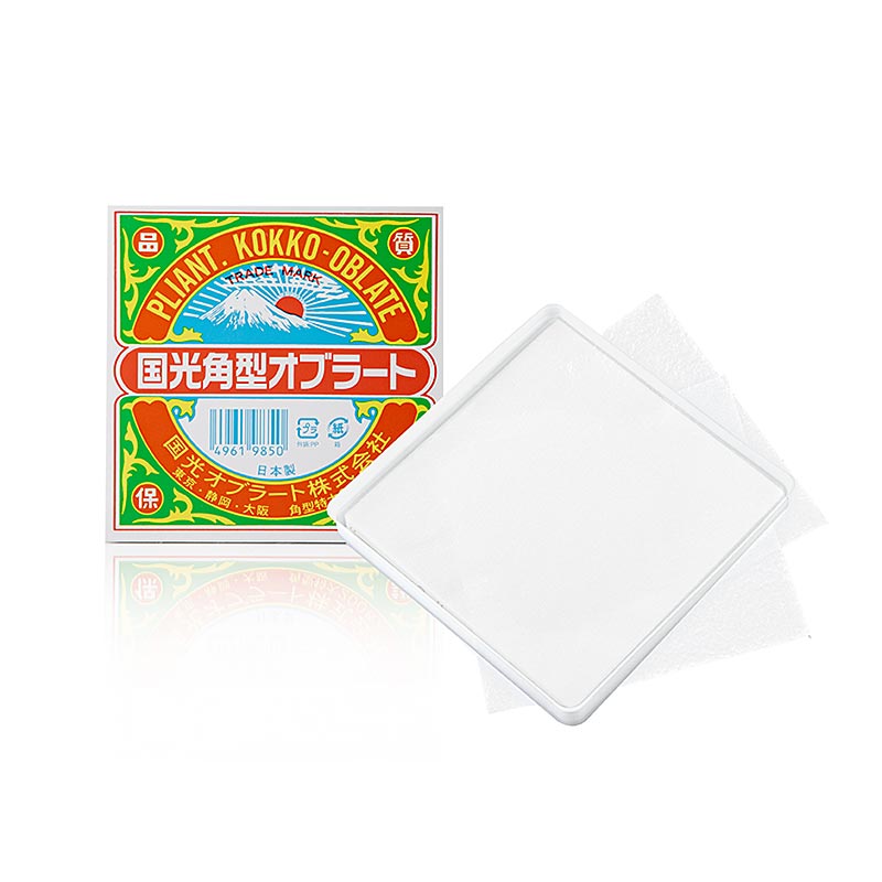 Obulato - wafer diperbuat daripada kanji kentang, lutsinar, segi empat sama, 9x9cm - 200 keping - Dos PE