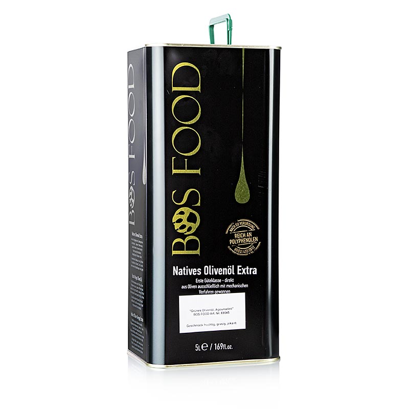 Oli d`oliva verge extra BOS FOOD Agouroeleo, sense filtrar, Grecia, Lakudia - 5 l - recipient