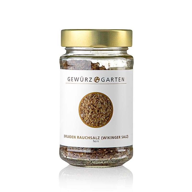 Sel fume druidique (sel viking), premium - super intense, fin, avec fumee de genievre - 200 g - verre