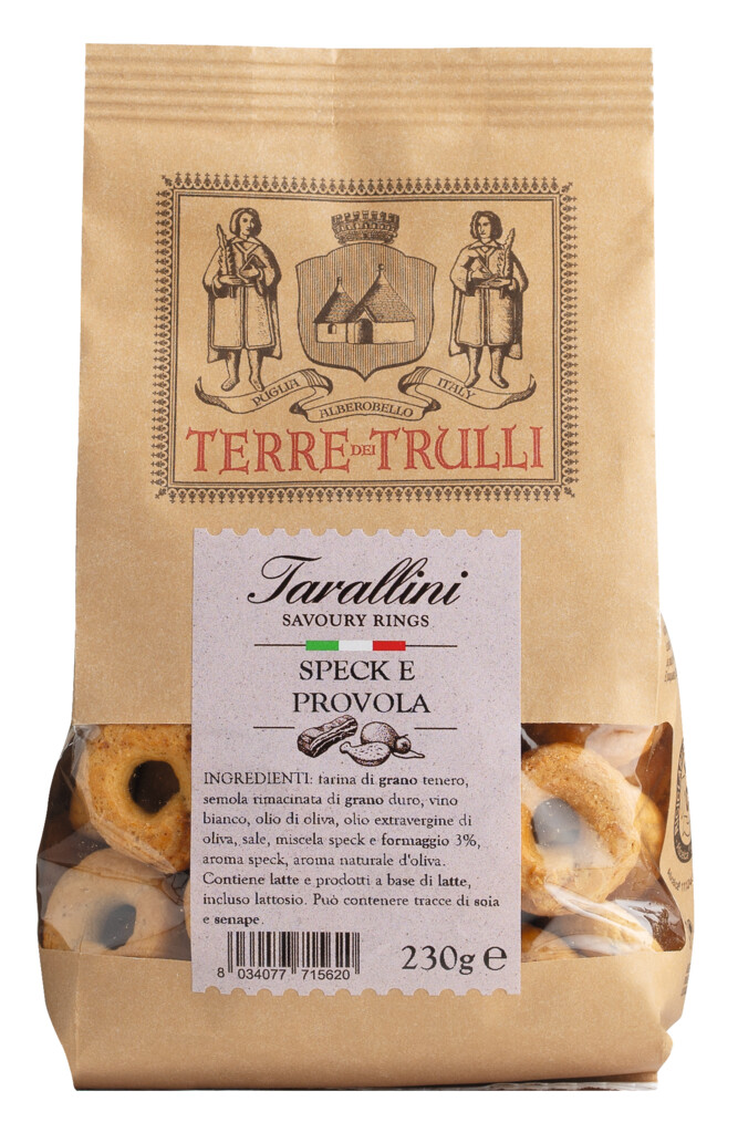 Tarallini Speck e Provola, salta bakverk med bacon och ost, Terre dei Trulli - 230 g - vaska
