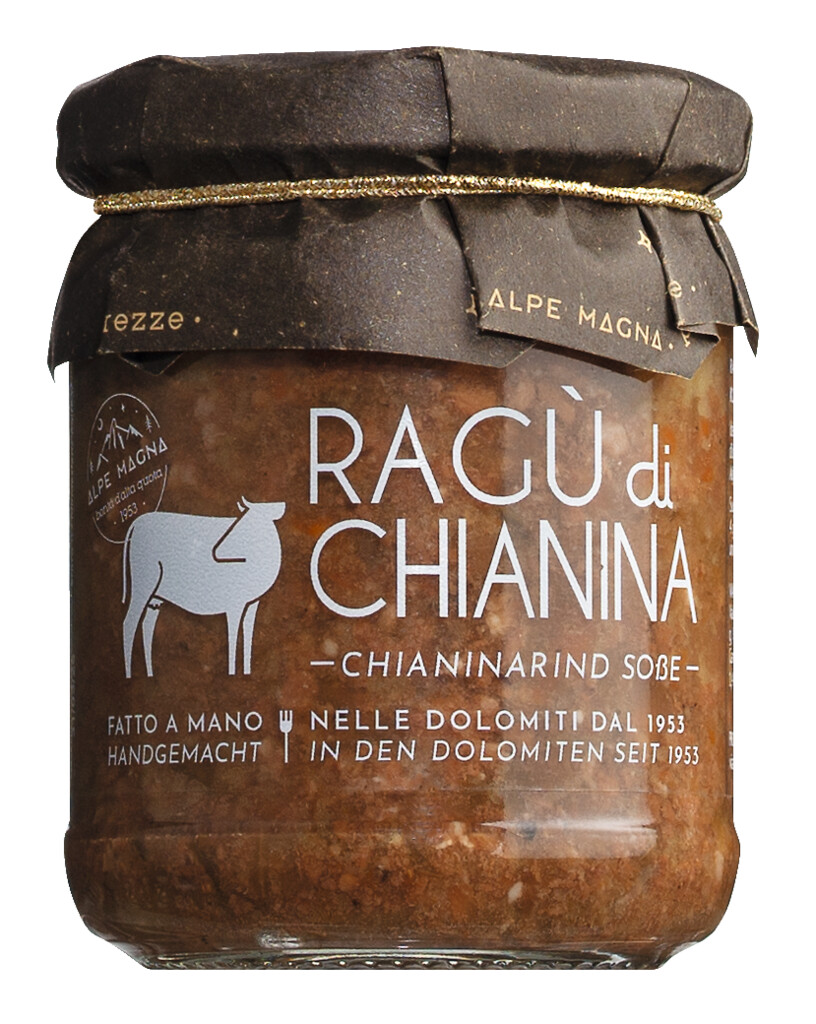 Ragu bianco di chianina IGP, Chianina - govedi sos, Alpe Magna - 190 grama - Staklo