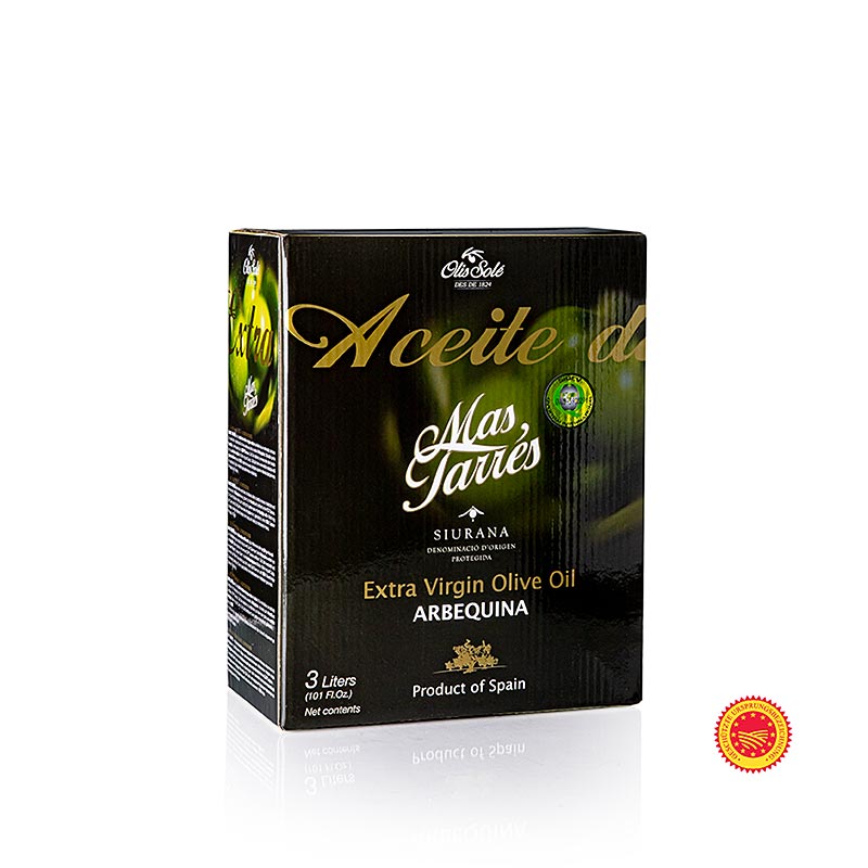 Olio extra vergine di oliva, Mas Tarres Oliva Verde, Arbequina, DOP / DOP Siurana - 3 litri - Borsa nella scatola