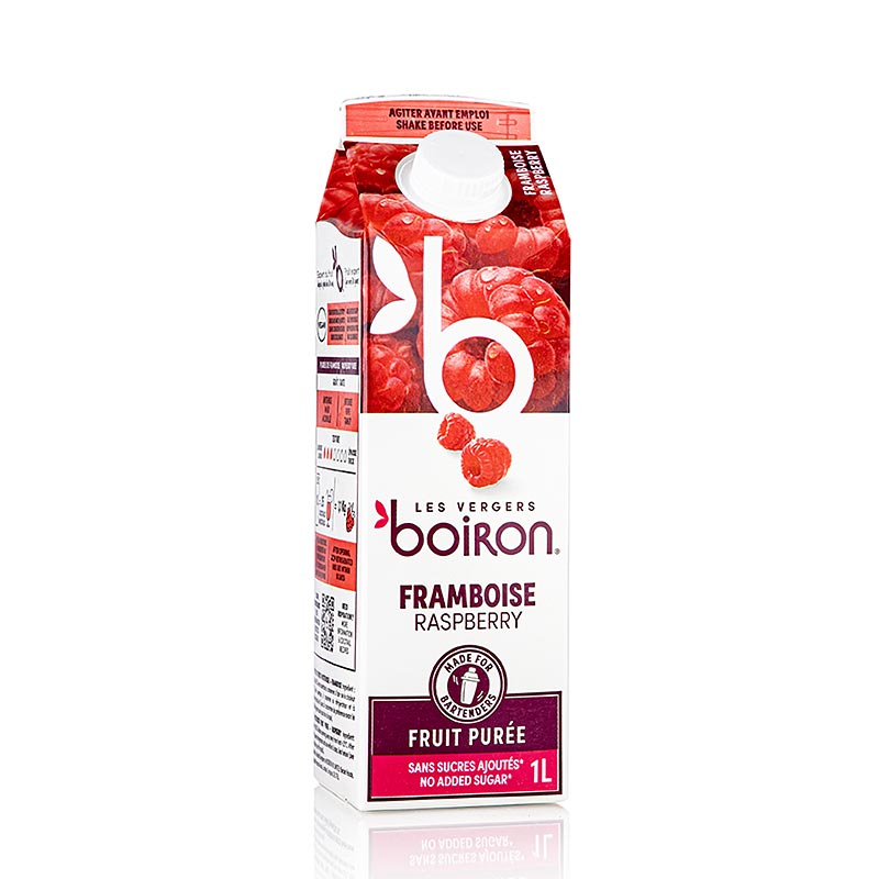 Piure de zmeura Boiron, pasteurizat, 100% fructe - 1 litru - Pachet Tetra