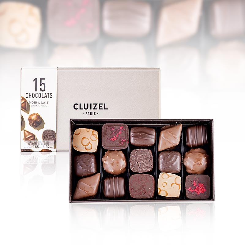 Coffret No. 15 - Surtido de bombones de 15 piezas, Michel Cluizel - 165 g, 15 piezas - caja