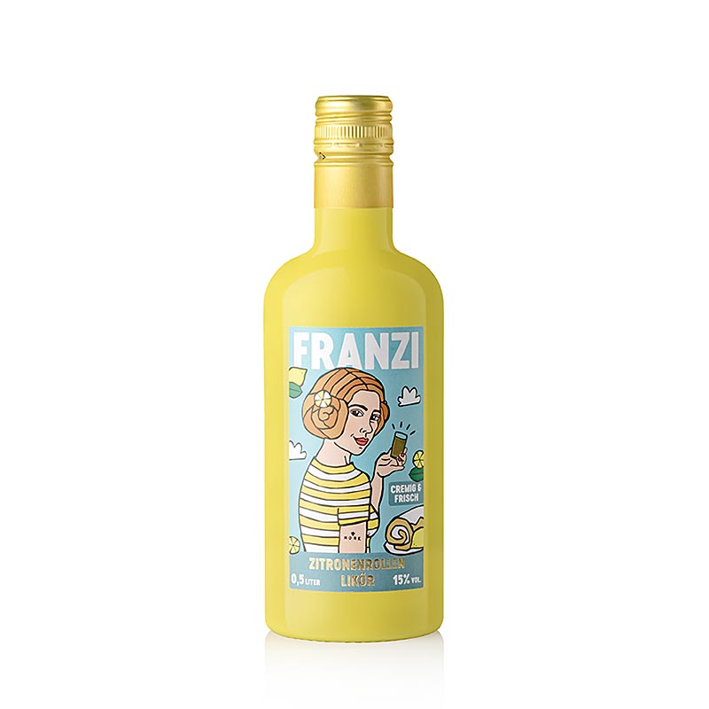 Franzi Lemon Roll Likoer 15% Vol., Vegan SA - 500 ml - Flaske