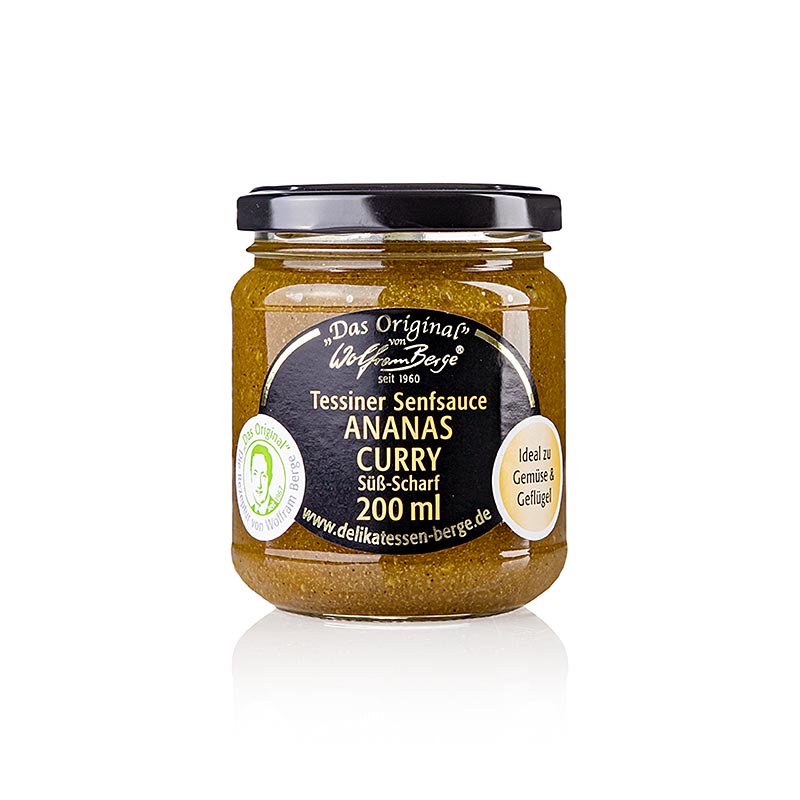 Original Ticino Pineapple - Curry - Mustard - Sauce, Wolfram Berge - 200 ml - Glass