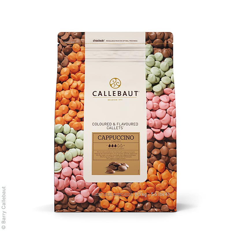 Masa decorativa aromatizada - Capuchino, Callets, Cobertura, Barry Callebaut - 2,5 kilos - bolsa
