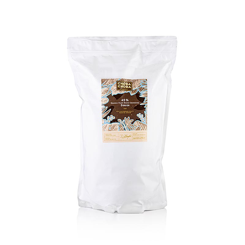 Doriza, copertura vegana, 45% cacao, con avena, callets, Choba Choba, biologica - 3 kg - borsa