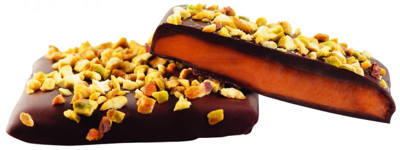 Caramel au Beurre sale aux pistaches grillees, Salted butter caramel with roasted pistachios, Dolfin - 200 g - pack