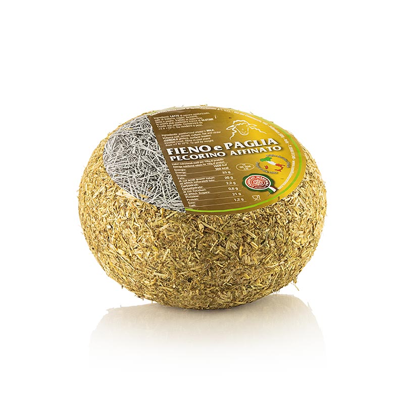 Pecorino Affinato, u sijenu i slami, ovcji sir - cca 1,2 kg - folija