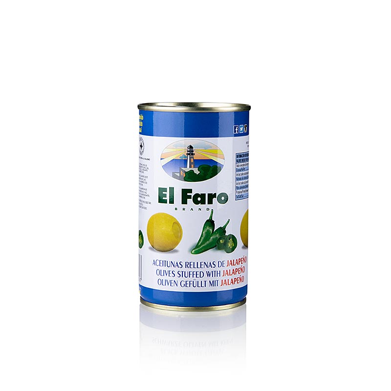 Yesil zeytin, cekirdekleri cikarilmis, jalapeno biberli, El Faro - 350g - olabilmek