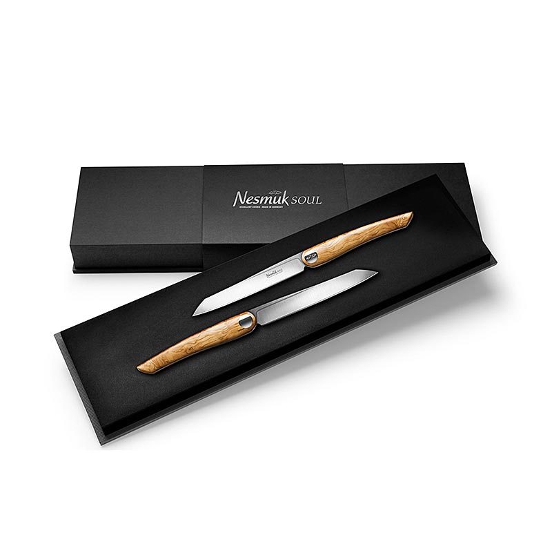 Nesmuk Soul Steak and Table Knife, olijfhout - 2 uur - doos