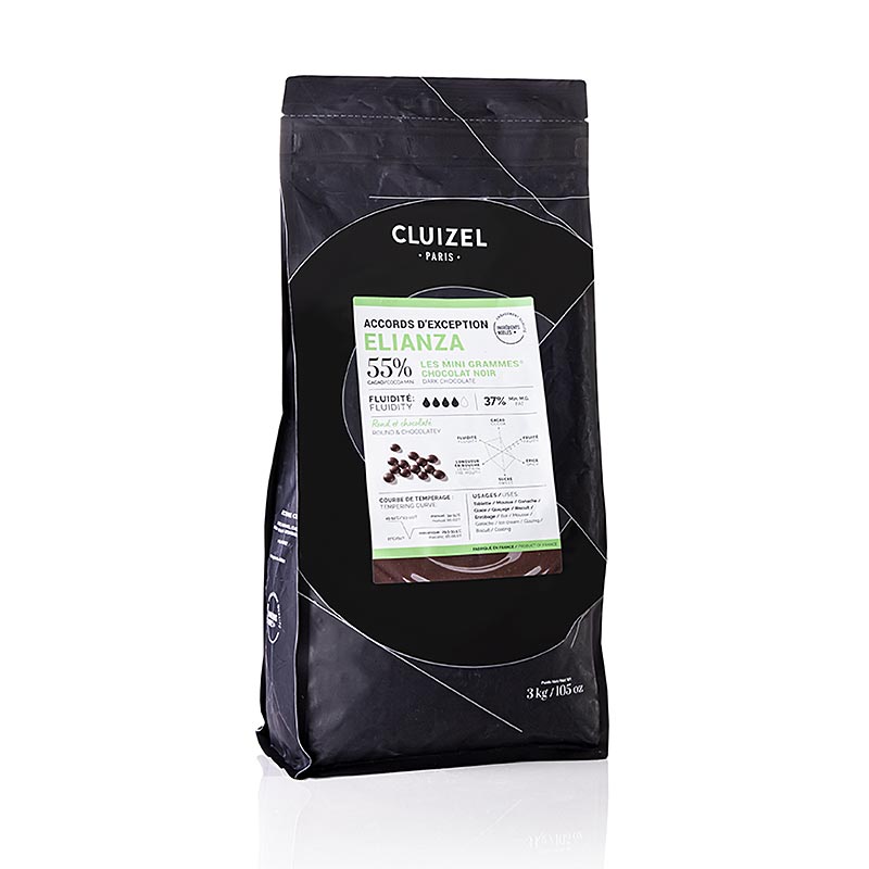 Elianza 55%, Bitter Couverture, Grandes Teneurs, Callets, Michel Cluizel - 3 kg - zak