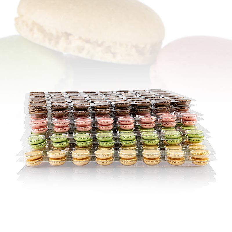 Macarons mix 1 (96 x pistacija, cokolada, prirodni, malina) Ø3,5 cm - 921g, 384 komada - Karton