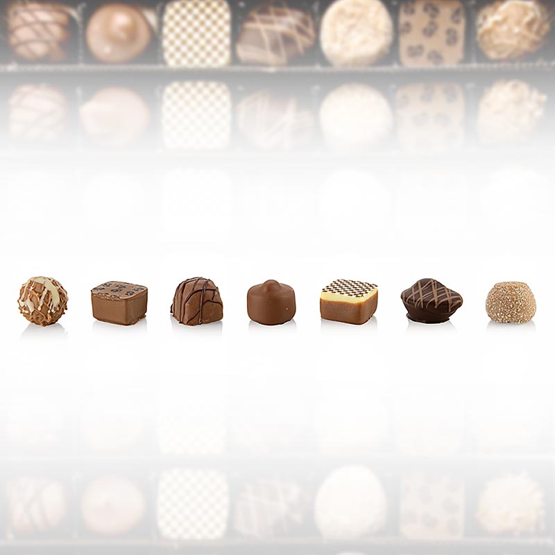 Chokolade - blandet, alkoholfri, 7 varianter, Peters - 1,8 kg, ca 147 stk - Pap