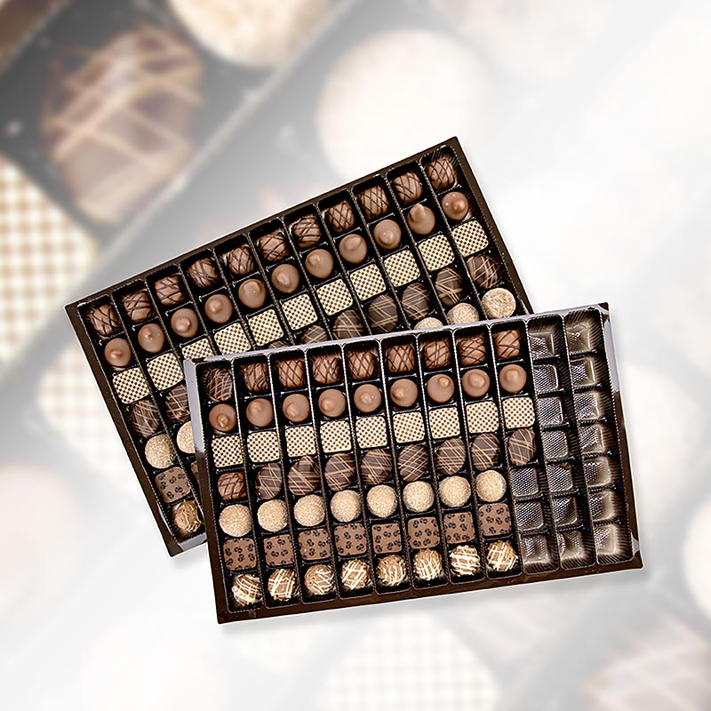 Chokolade - blandet, alkoholfri, 7 varianter, Peters - 1,8 kg, ca 147 stk - Pap