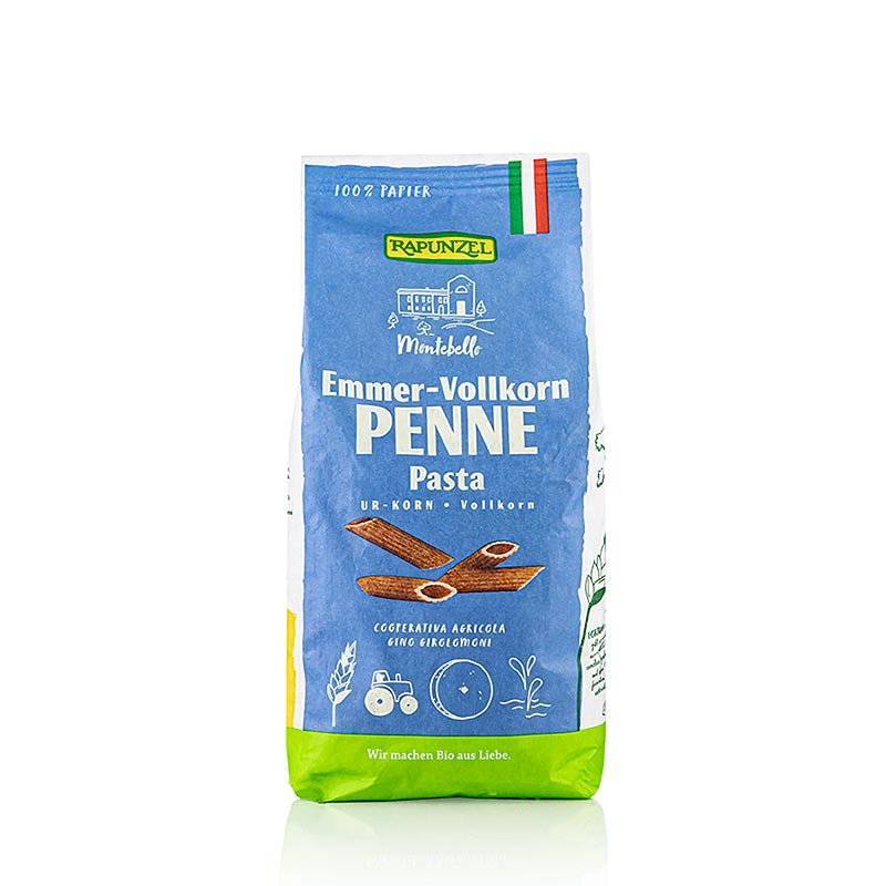 Roszpunka, makaron emmer - penne, pelnoziarnisty, organiczny - 500g - torba