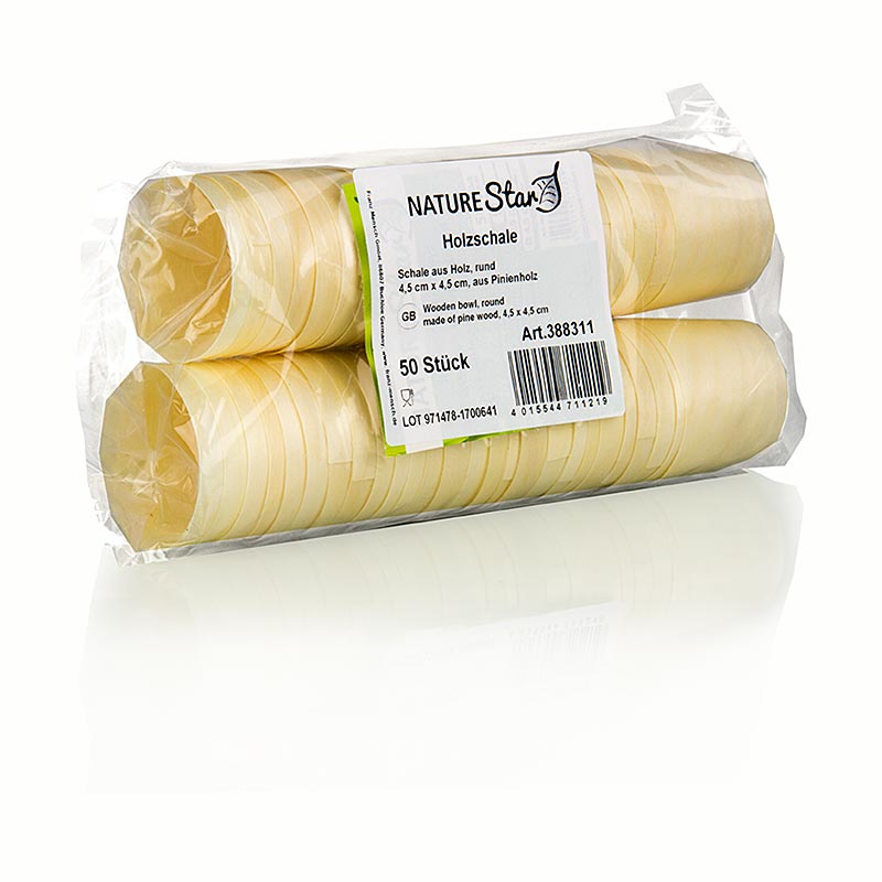 Timbale (cupe) din lemn de unica folosinta, Ø 4,5 cm, 4,5 cm inaltime (nu contin lichid) - 50 bucati - sac