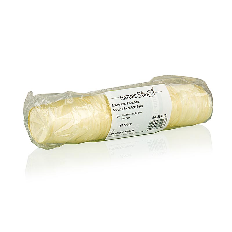 Timbales (copos) descartaveis de madeira, Ø 5,5 cm, 6 cm de altura (nao comportam liquidos) - 50 pecas - bolsa