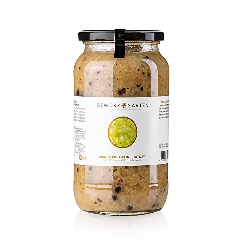 Spice Garden Pear Port Wine Chutney z orzechami, imbirem i ziarnami kakaowca - 900ml - Szklo