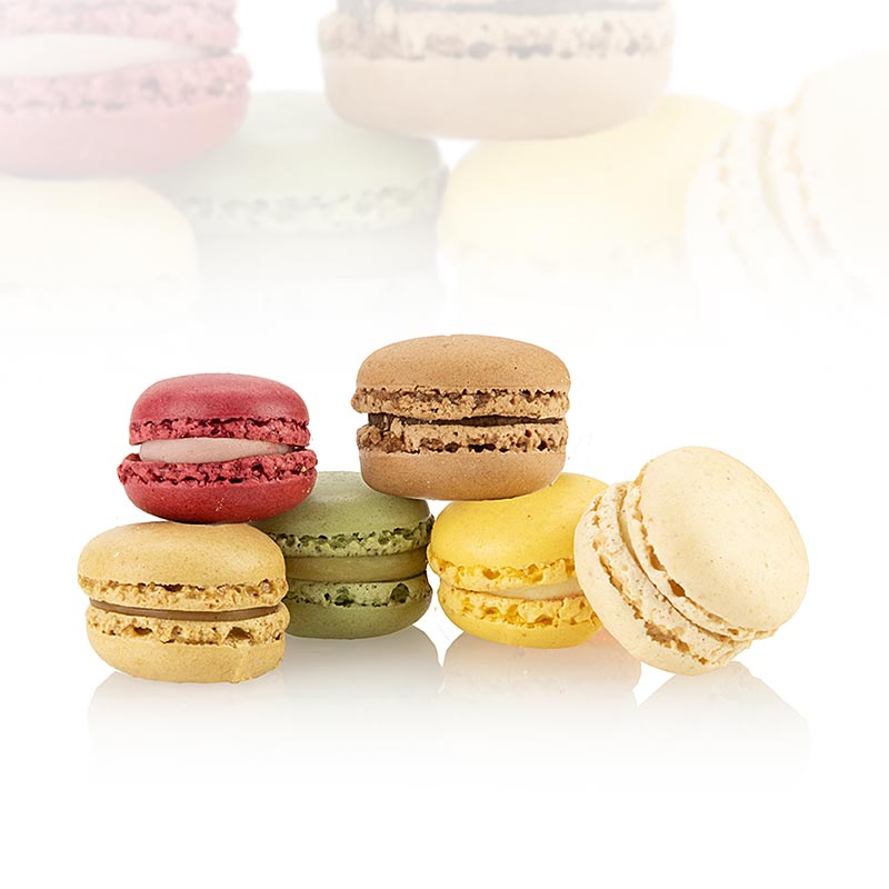 Mix di mini macarons all`amarella, 6 varieta - 756 g, 126 pezzi - Cartone