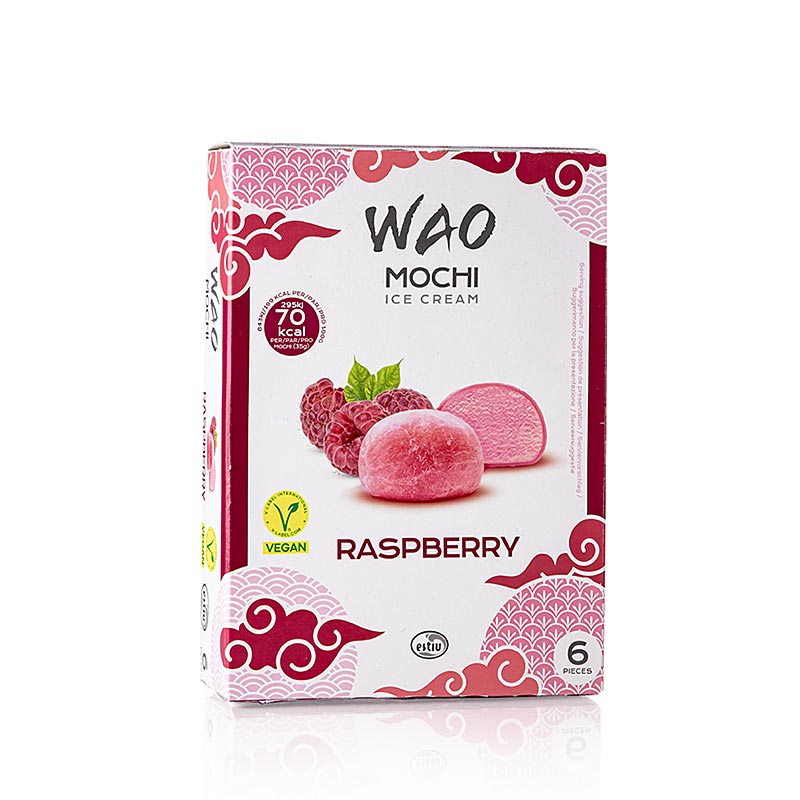 WAO Raspberry Mochi - Mochi con gelato al lampone - 210 g, 6 x 35 g - Cartone