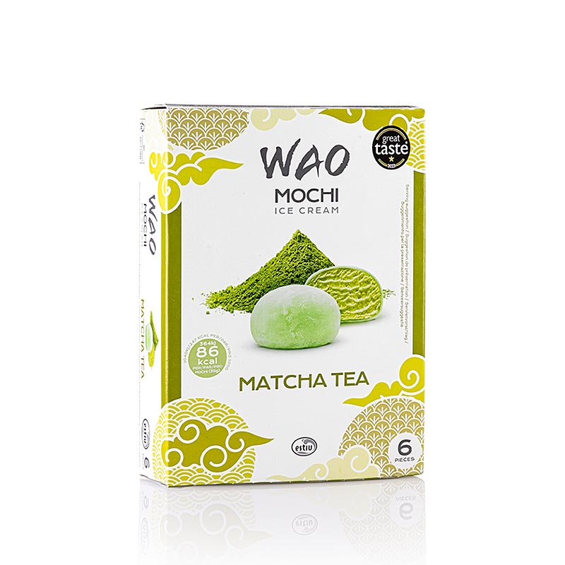 WAO Matcha Tea Mochi - Mochi con helado de te verde - 210 g, 6 x 35 g - Cartulina