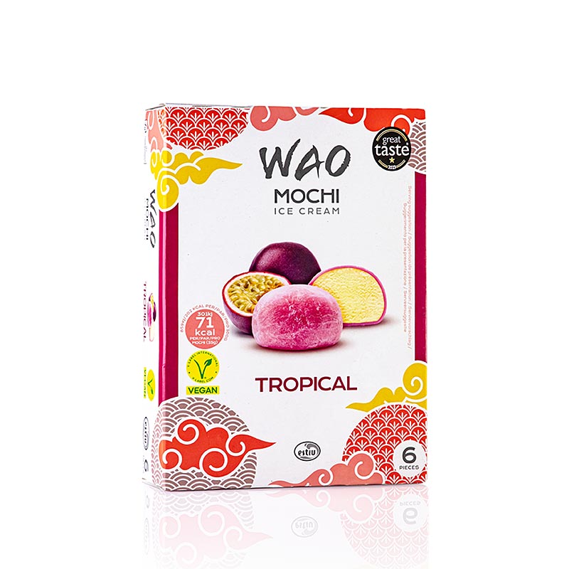 WAO Tropical Mochi - Mochi dengan Aiskrim Buah Eksotik (vegan) - 210 g, 6 x 35 g - Kadbod
