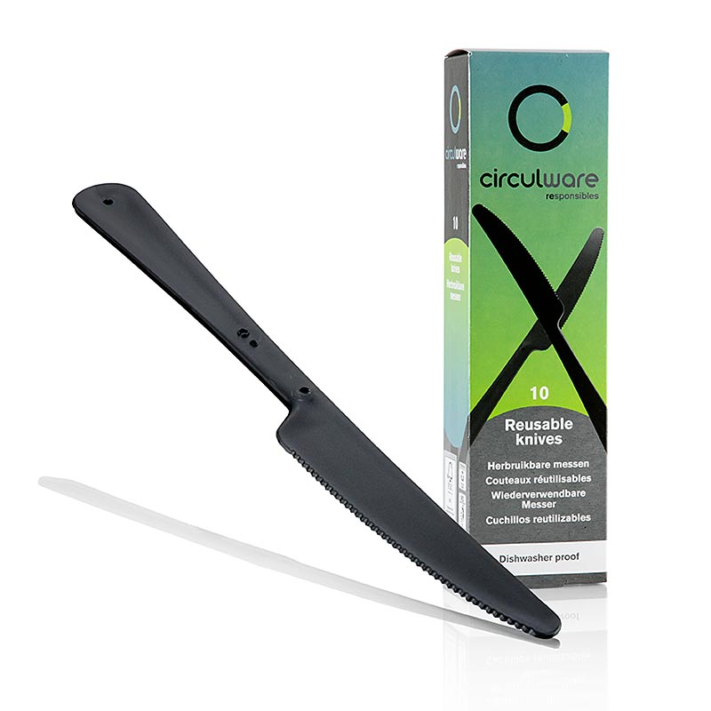 Haval Circulware Genanvendelig Kniv, 19 cm, sort, ekstra staerk, PP - MF - 10 stykker - boks