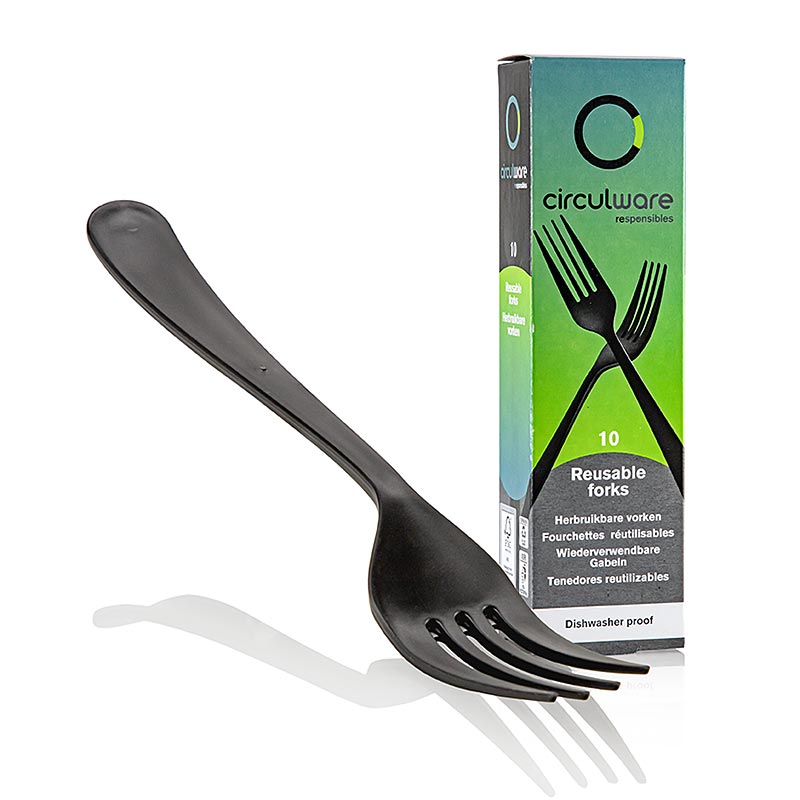 Haval Circulware, Reusable Fork, 19cm, Black, Extra Sturdy, PP - MF - 10 pieces - box