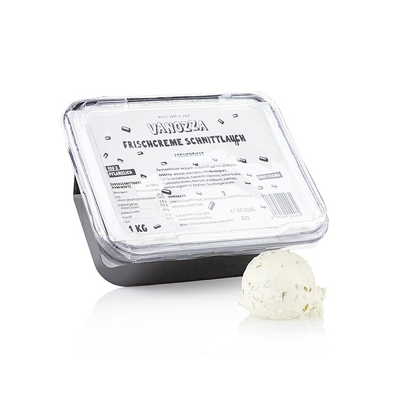 Crema fresca Vanozza amb cibulet, alternativa vegana al formatge, base d`ametlles - 1 kg - Closca de PE
