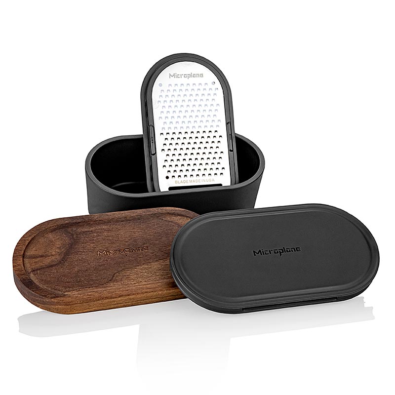 Razatoare manuala Microplane cu recipient, antracit + nuc (34700) - 1 bucata - cutie
