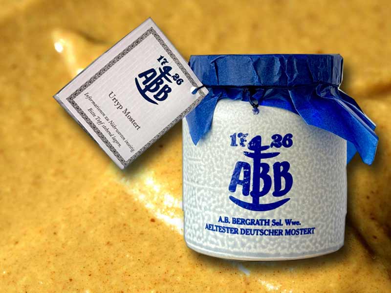 Mostassa ABB Dusseldorfer Mostert - L`original, mitjanament calent, IGP, en un got - 250 ml - Gerra de pedra