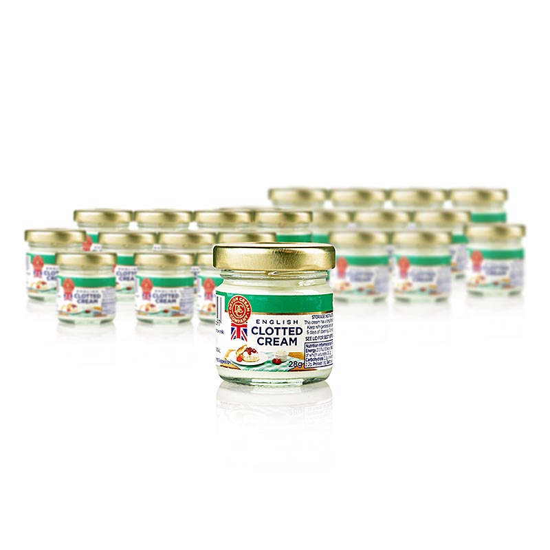 English Clotted Cream (feste Creme), 56% Fett, Portionsglas, Devon - 672 g, 24 x 28g - Glas
