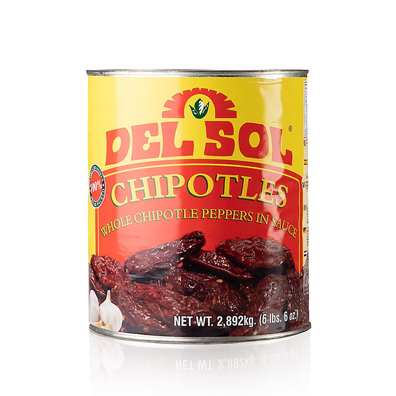 Piments chipotles fumes en sauce adobo, Del Sol - 2,892 kg - peut