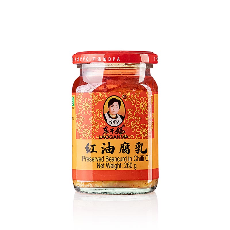 Chili oil with beancurd - Tofu in Chiliöl, Lao Gan Ma - 260 g - Glas