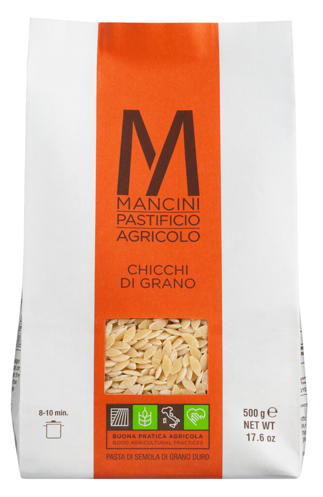 Chicchi di grano, durum hveiti semolina pasta, Pasta Mancini - 500 gromm - pakka