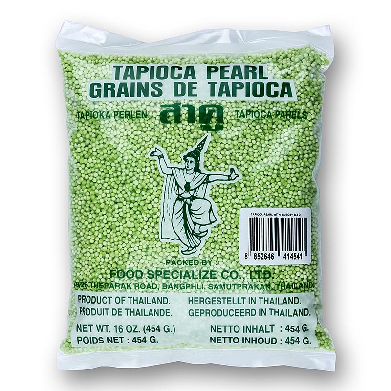 Tapioca perler, grøn, med pandanus aroma - 454 g - taske