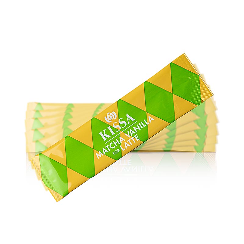 KISSA - Matcha Vanilje til Latte, Green Tea Mix Sticks, OEKOLOGISK - 72 g, 6 x 12 g - boks