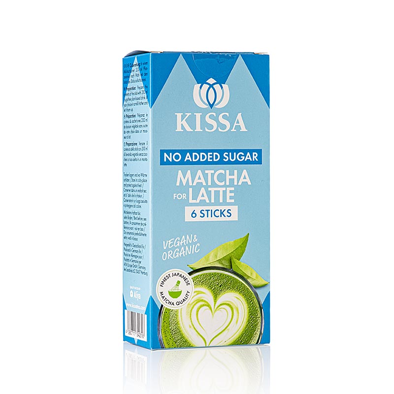 KISSA - Matcha for Latte NO SUGAR ADD., Tea Mix Sticks, ORGANIC - 60 g, 6 x 10 g - box