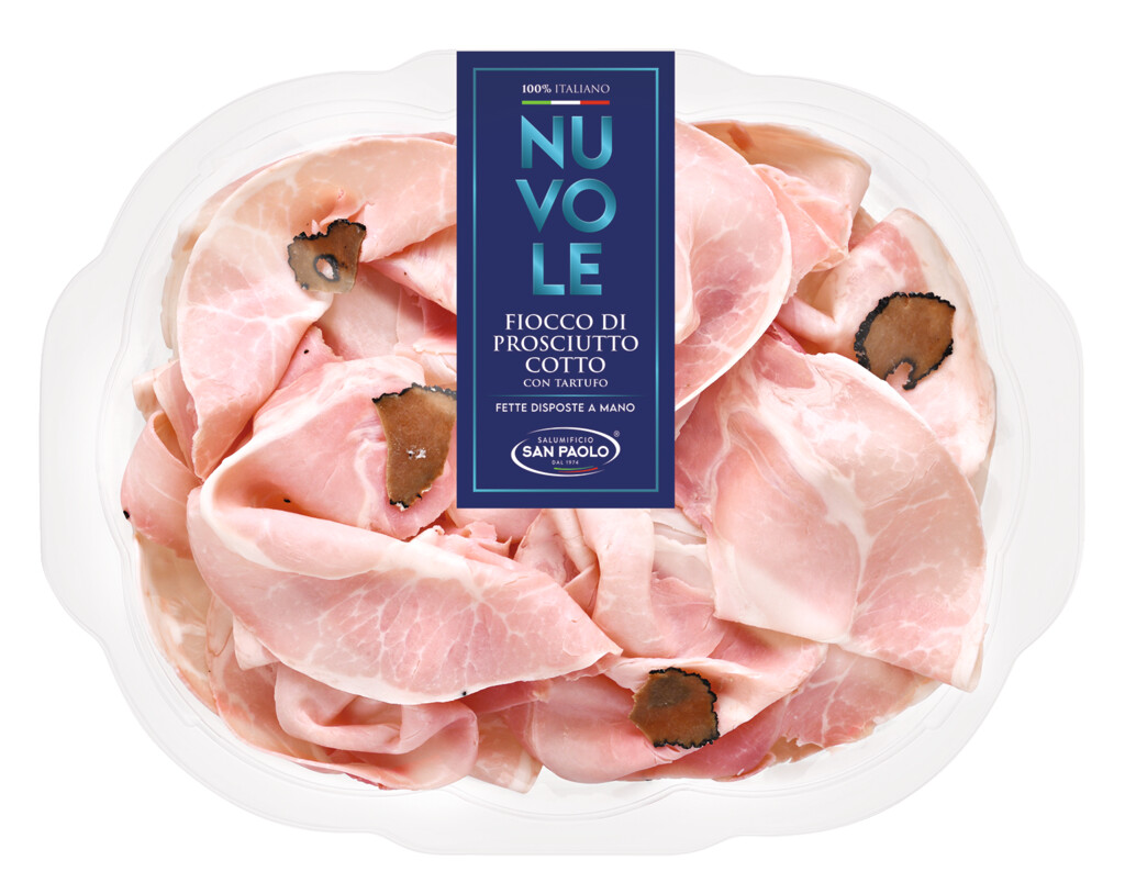 Prosciutto cotto nationale al tartufo, gekookte varkensham met truffel, vleeswaren, Salumificio San Paolo - 100 gr - pak
