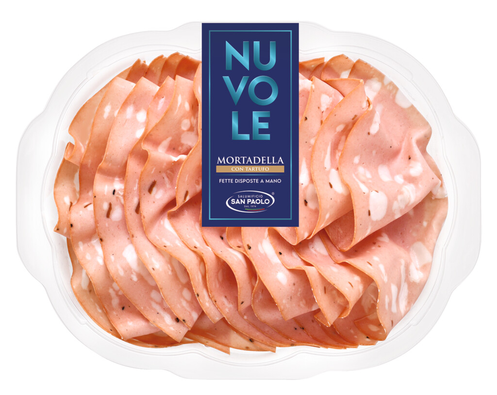 Mortadella al tartufo, Mortadella mit Trüffel, Aufschnitt, Salumificio San Paolo - 100 g - Packung