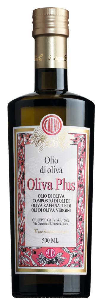 Olio d`oliva Oliva Plus, huile d`olive elaboree a partir d`huile d`olive vierge extra raffinee, Calvi - 500 ml - bouteille
