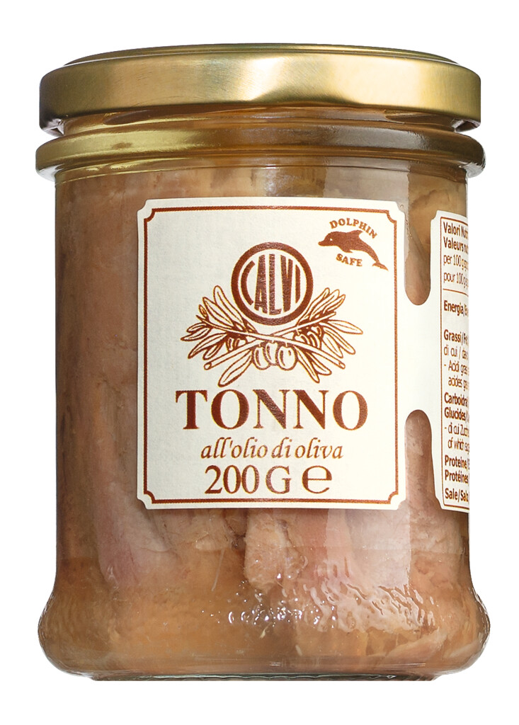 Tonno all`olio d`oliva, atun en aceite de oliva, Calvi - 200 gramos - Vaso