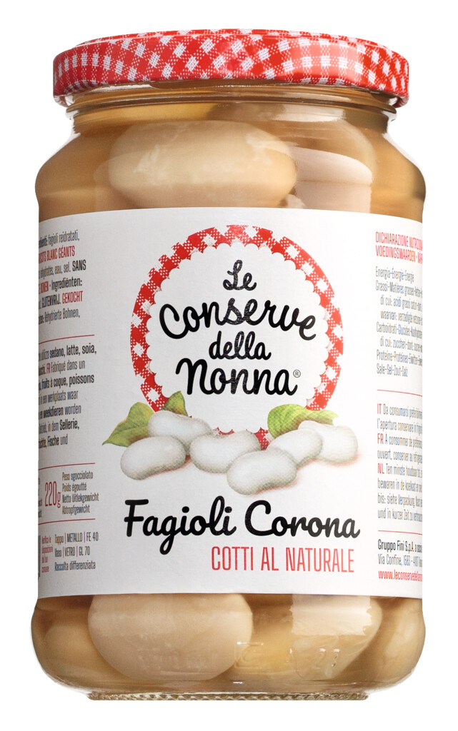 Fagioli Corona, Corona - boenner i saltlage, Le Conserve della Nonna - 360 g - glas