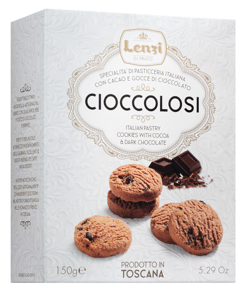 Cioccolosi - Pasticcini al Cioccolato e Cacao, Gebäck mit Schokolade und Kakao, Lenzi - 150 g - Packung