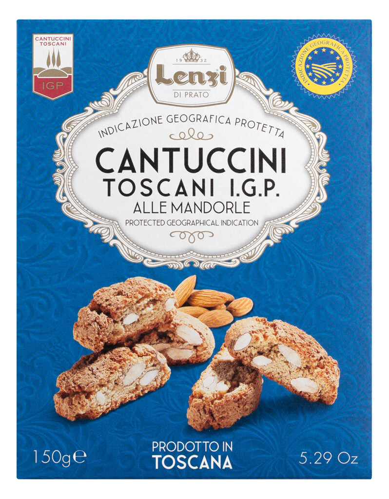 Cantuccini toscani IGP all mandorle, biscoitos de amendoa toscanos, Lenzi - 150g - pacote
