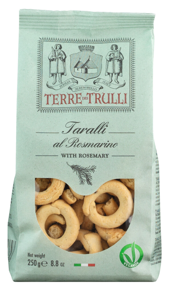Taralli al Rosmarino, biscuits sales au romarin, Terre dei Trulli - 250g - sac