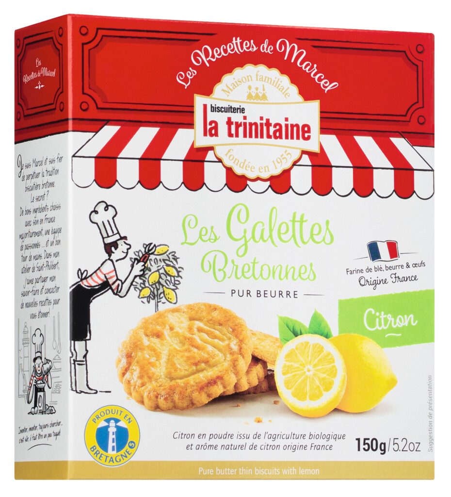 Galettes pur beurre au citron, mordegskaka fran Bretagne med citron, La Trinitaine - 150 g - packa Galettes pur beurre au citron, mordegskaka fran Bretagne med citron, La Trinitaine - 150 g - packa